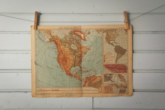 1900s Vintage North America Map