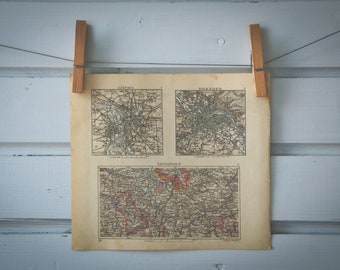 1929 Vintage Leipzig, Dresden & Thuringia Maps