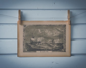 1900s Vintage Ocean Encounter Illustration