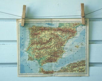 1951 Vintage Map of Spain