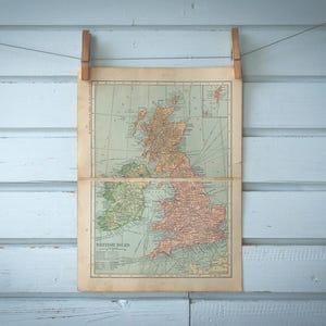 1923 Vintage Karte von Grossbritannien und Irland