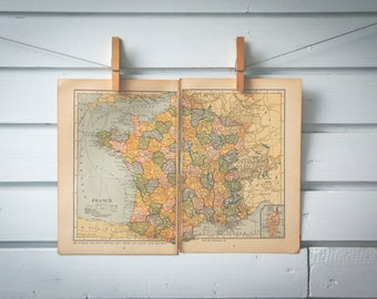 1929 Vintage Map of France