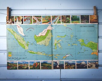 1954 Vintage Indonesia Map
