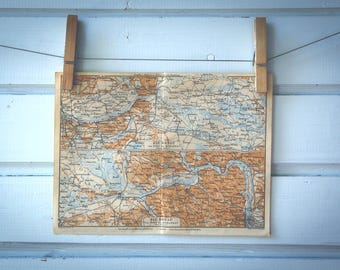 1911 Vintage Danube Vienna-Budapest Section Map