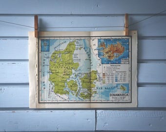 1946 Vintage Denmark Map