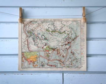1907 Vintage Asia Economy Map