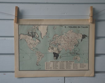 1941 Vintage Ethnographic World Map