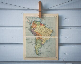 1910s Vintage South America Map