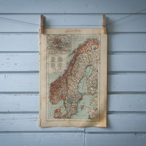 Carte vintage de la Scandinavie de 1904