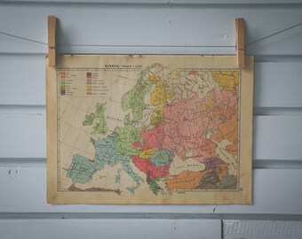 1939 Vintage Ethnic Map of Europe