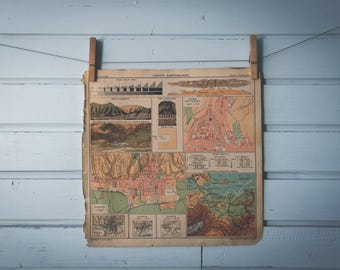 1908 Vintage Introduction to Cartography Atlas page
