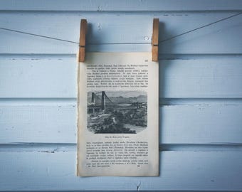 1901 Vintage Niagara Falls Suspension Bridge Lithograph Illustration