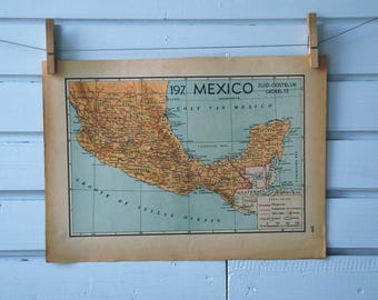 1941 Vintage South Mexico Map