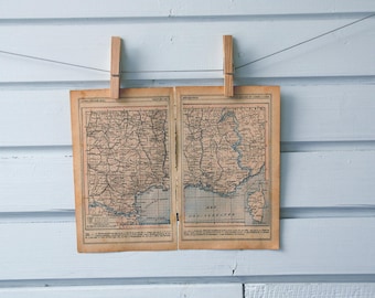 1920s Vintage Southeast France Map