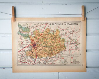 1941 Vintage Map of Belgium Antwerp Province