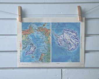 1977 Vintage Polar Regions Map