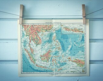 1959 Vintage Map of Southeast Asia