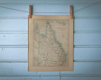 1895 Vintage Queensland Map