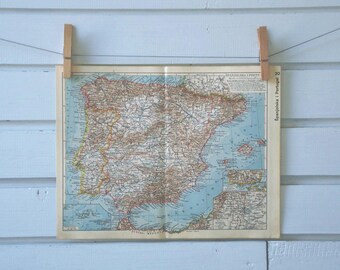 1938 Vintage Map of Spain