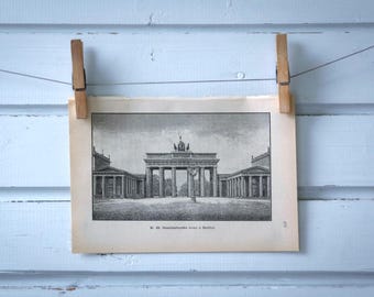 1892 Vintage Berlin Brandenburg Gate Lithograph Illustration