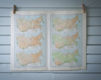 1964 Vintage Russia Rainfall Map