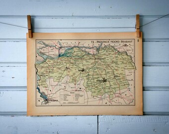 1941 Vintage Map of Dutch North Brabant Province