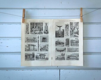 1907 Vintage Burial Customs Illustration