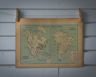 1941 Vintage Minerals Map of the Americas