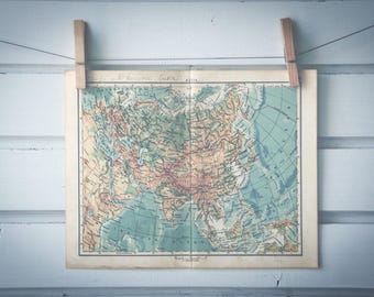 1956 Vintage Map of Asia