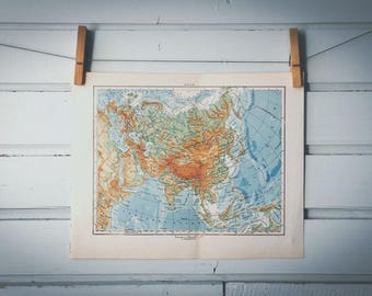 1967 Vintage Map of Asia
