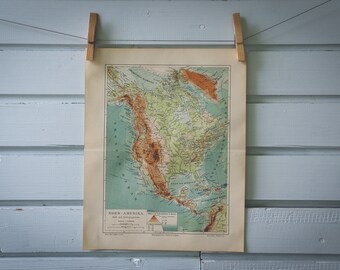 1907 Vintage North America Map