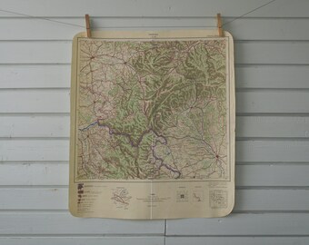 1958 Vintage Southwest Romania & East Serbia Map