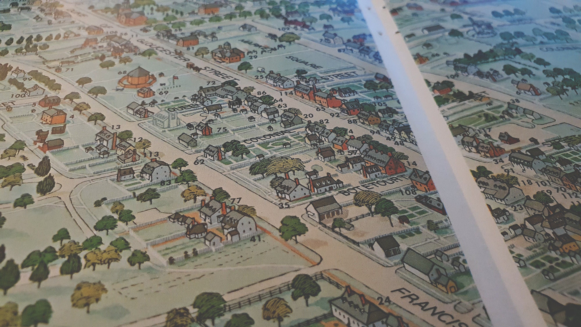 1968 Vintage Colonial Williamsburg Map
