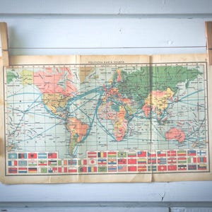 Vintage wereldkaart 1959