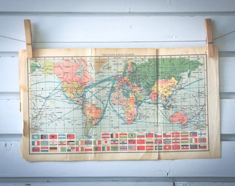1959 Vintage World Map