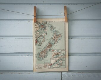 1907 Vintage New Zealand Map