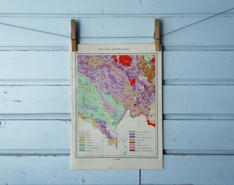 1971 Vintage Montenegro Geology Map