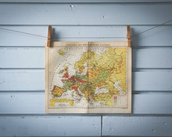 1887 Vintage Population Density Map of Europe