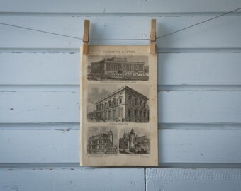 1887 Vintage Berlin Architecture Lithograph Illustration