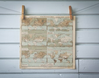 1903 Vintage World Climate Map