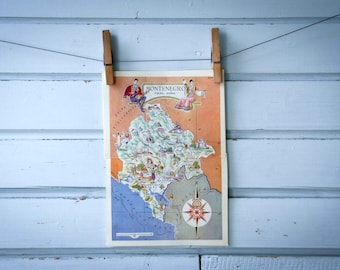 1955 Vintage Montenegro Map
