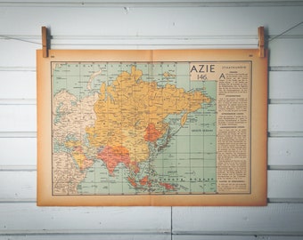 1941 Vintage Map of Asia