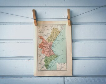 1937 Vintage Valencian Community Map