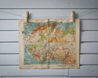 1928 Vintage Northwestern Africa Map