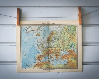 1956 Vintage Map of Europe