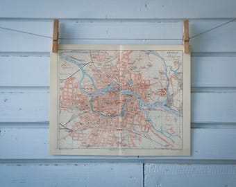 1907 Vintage Wrocław Map