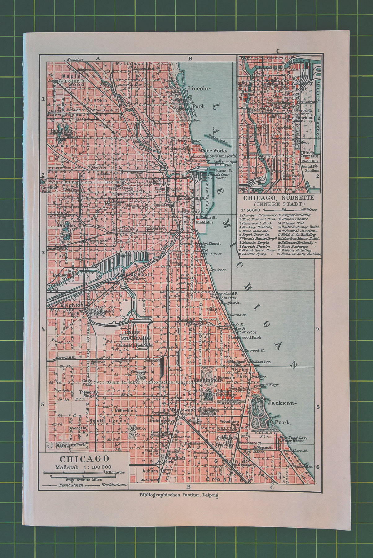 1925 Vintage Map of Chicago