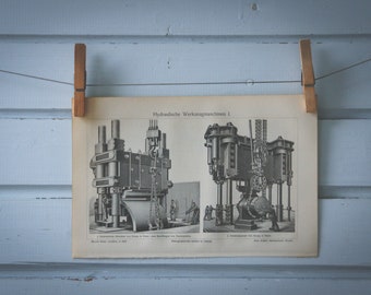 1907 Vintage Hydraulic Presses Lithograph Illustration
