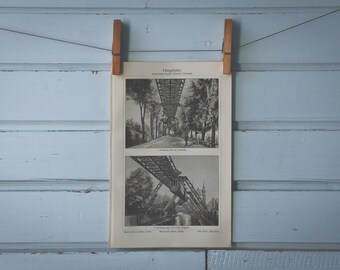 1907 Vintage Suspension Railway Lithograph Illustration