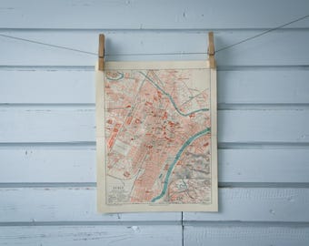 1907 Vintage Map of Turin